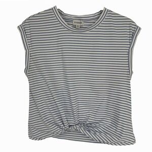 Evereve Striped Knot Front Tank Top Size XS Blue White Coastal Casual Minimalist